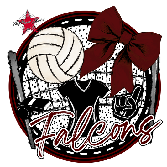 Falcons Circle Volleyball Design-Maroon