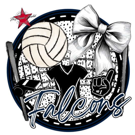 Falcons Circle Volleyball Design-Navy