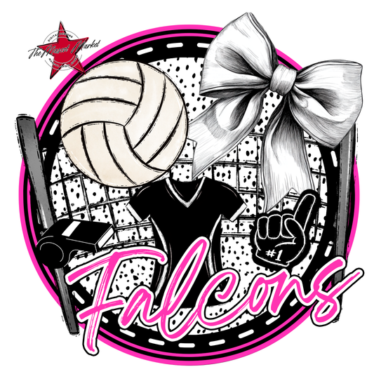 Falcons Circle Volleyball Design-Pink