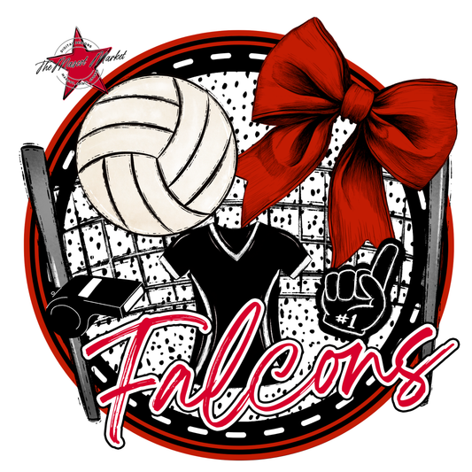 Falcons Circle Volleyball Design-Red
