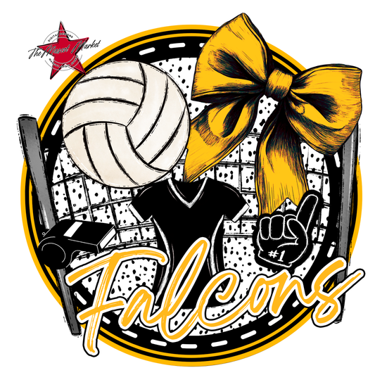 Falcons Circle Volleyball Design-Yellow