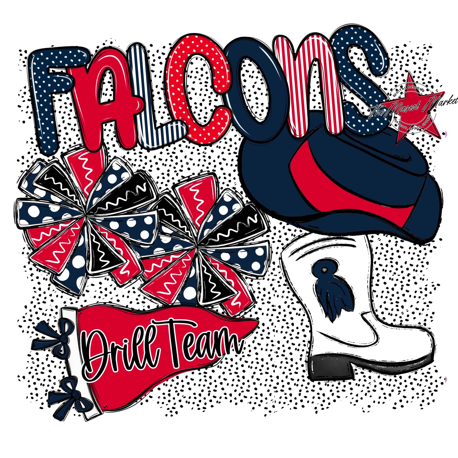 Falcons Drillteam Spirit-Navy & Red