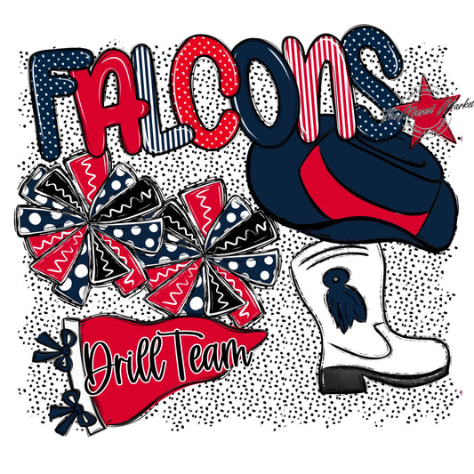 Falcons Drillteam Spirit-Navy & Red
