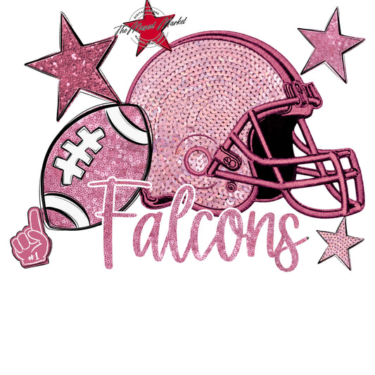 Falcons Football Embroidered Sequins Design-Pink Out