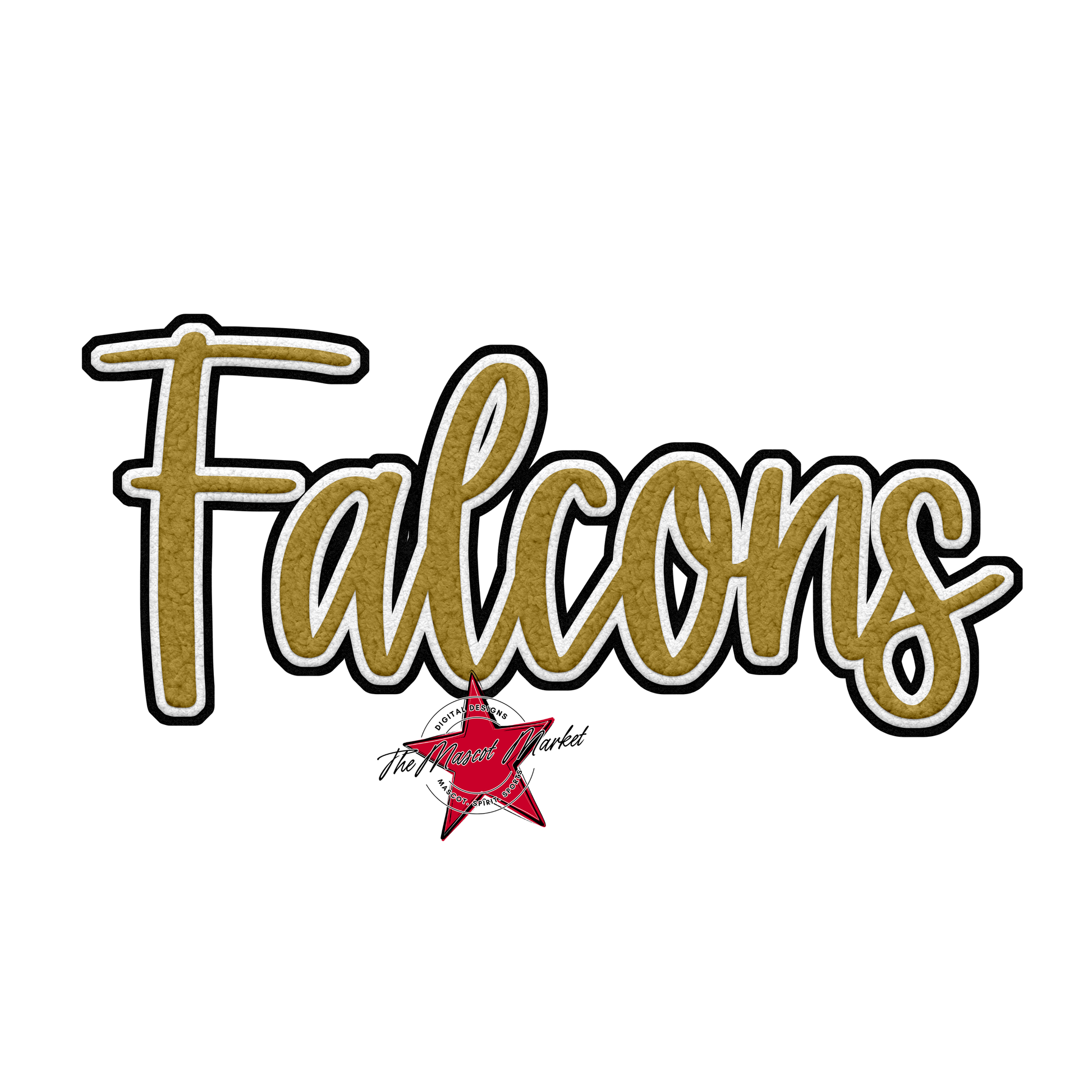 Falcons Faux Chenille Patch-Gold