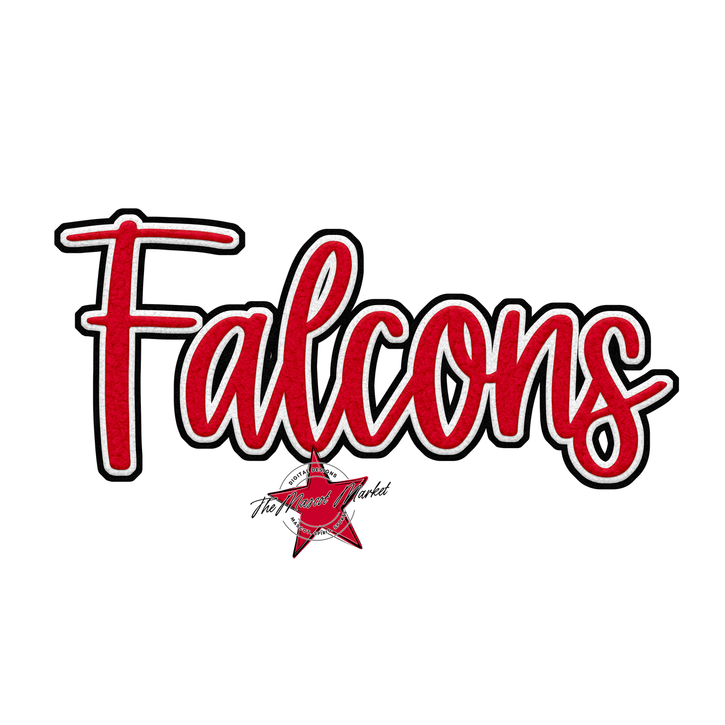 Falcons Faux Chenille Patch-Red