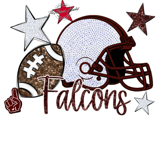 Falcons Football Embroidered Sequins Design-Maroon