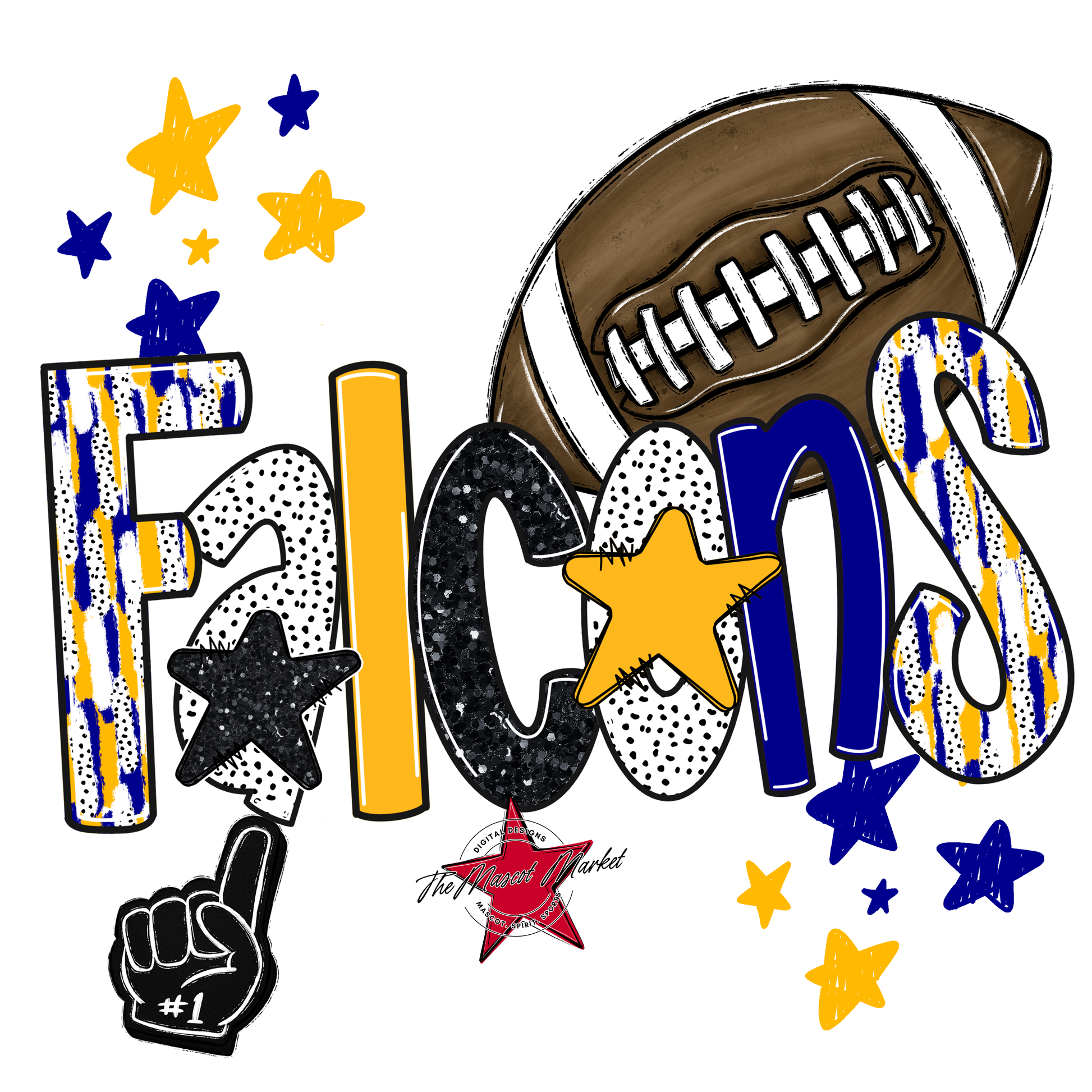 Falcons Football Scrape-Blue-Yellow