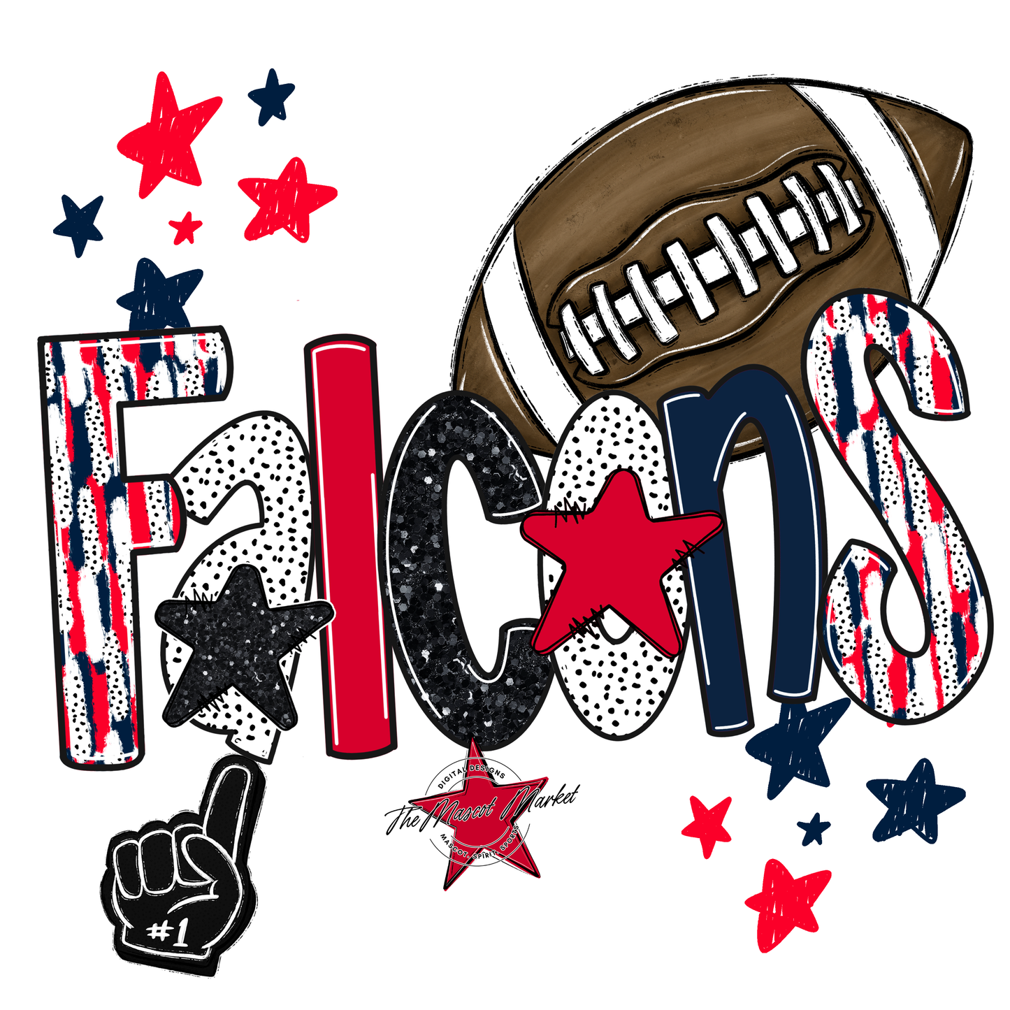 Falcons Football Scrape-Navy-Red