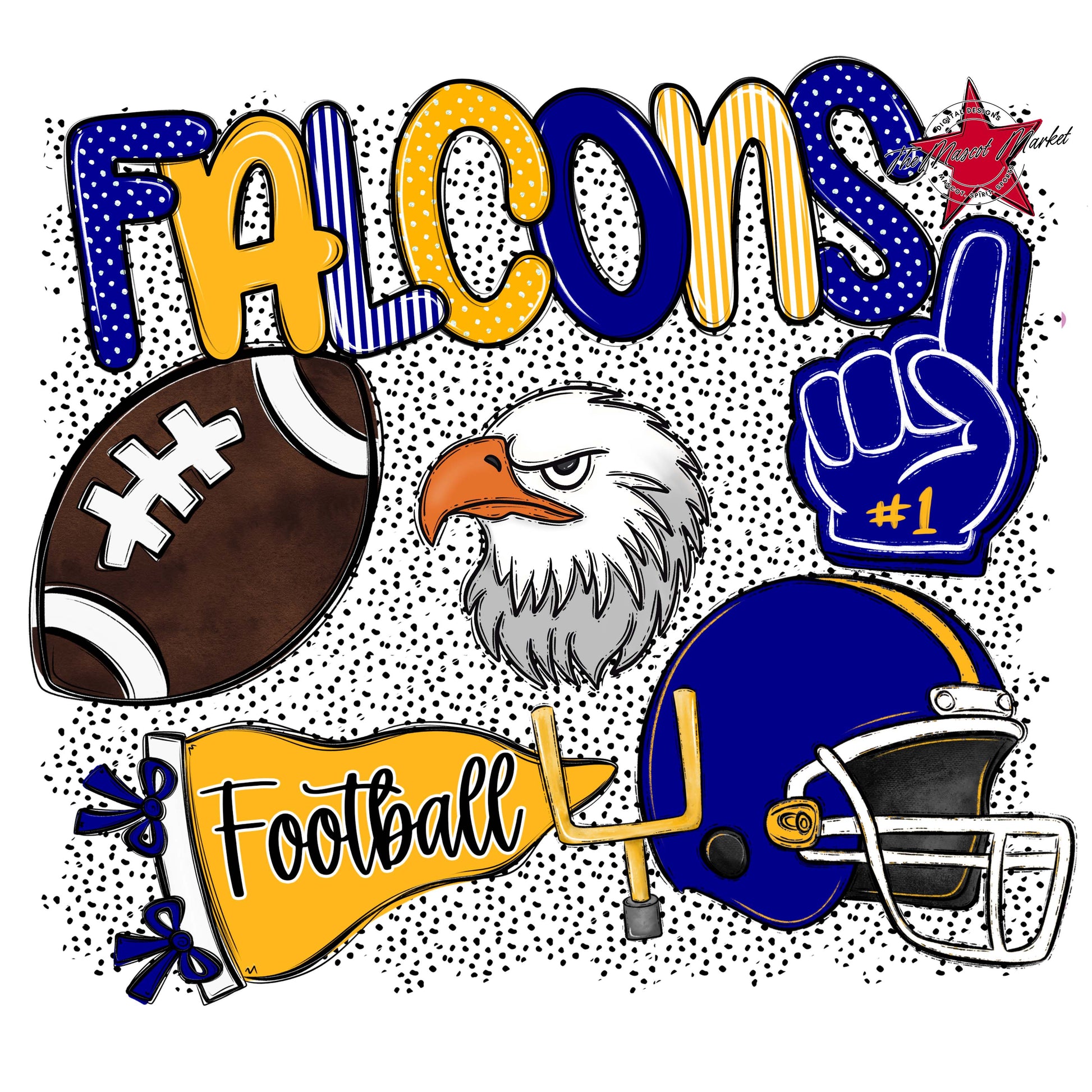 Falcons Football Spirit-Blue & Yellow