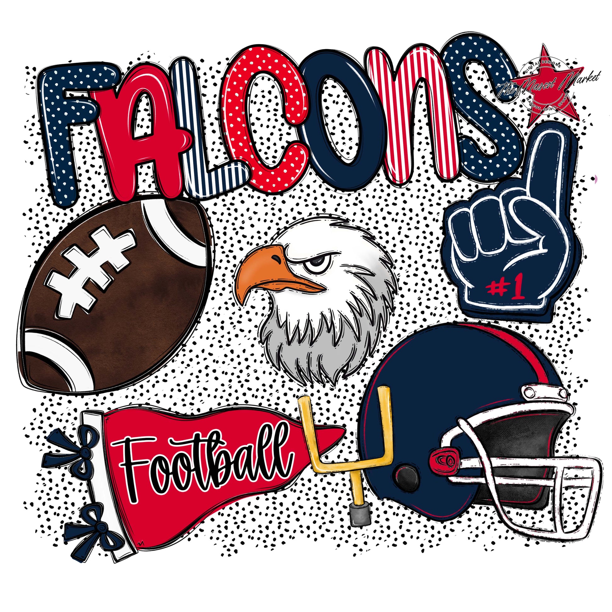 Falcons Football Spirit-Navy & Red