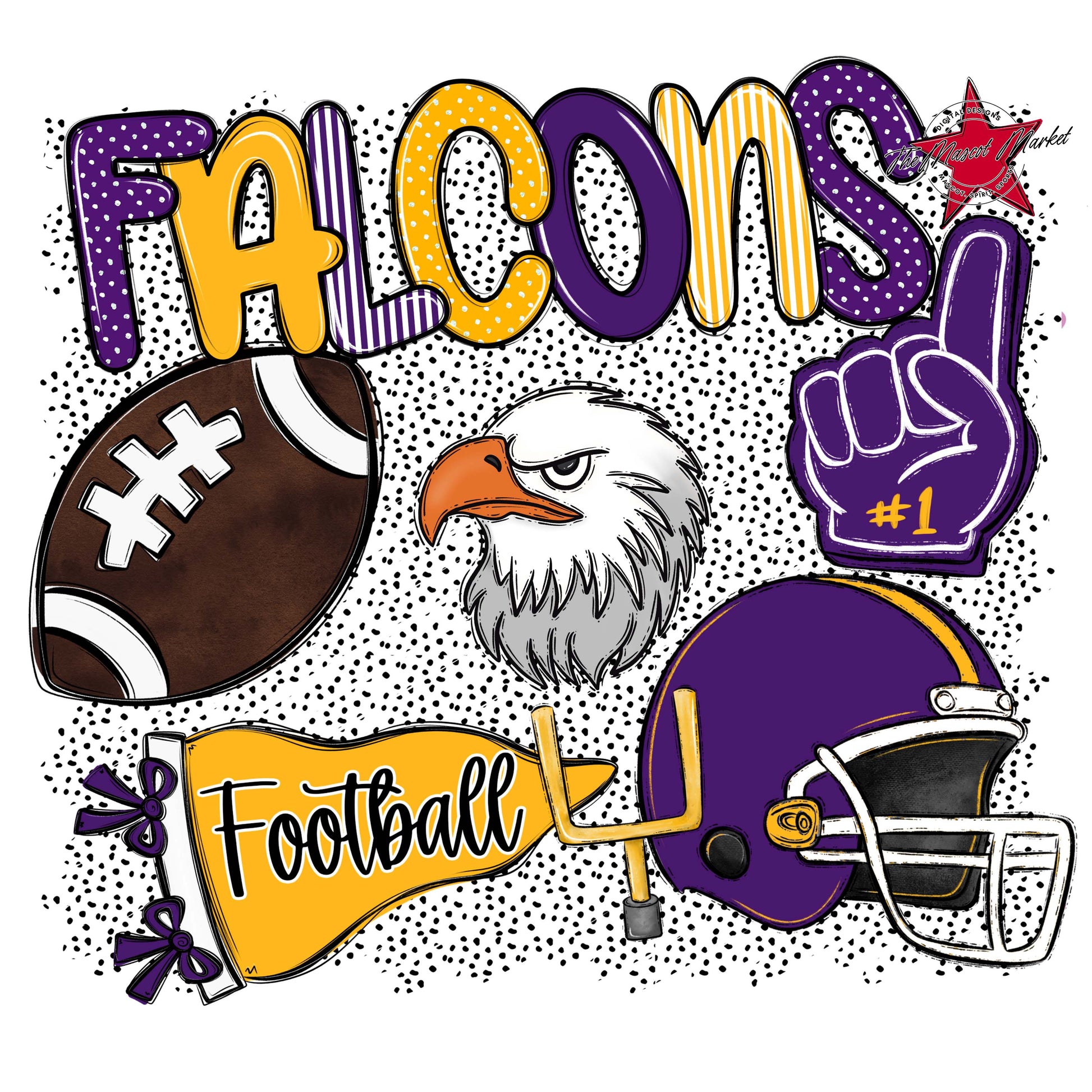 Falcons Football Spirit-Purple & Yellow