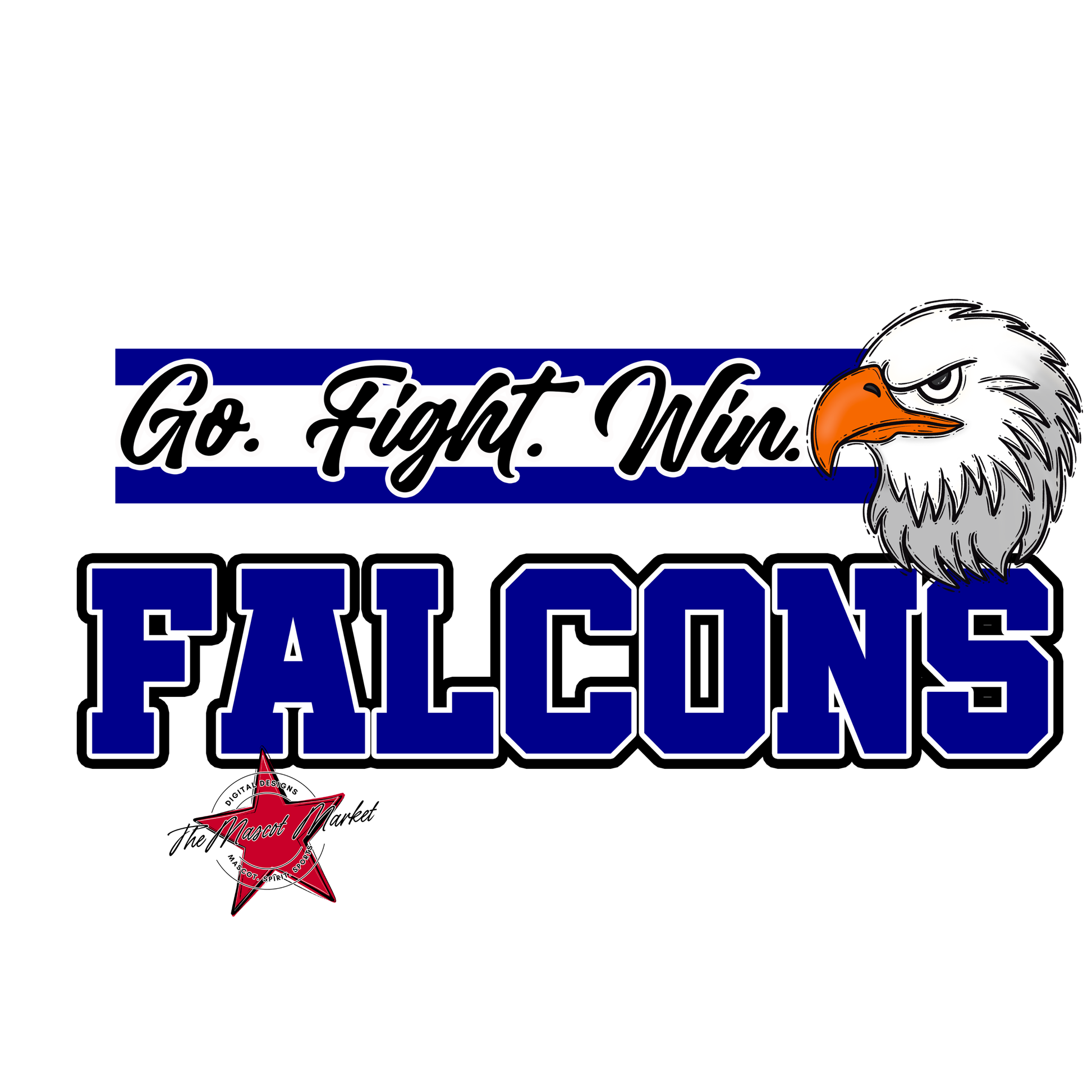 Falcons Go Fight Win Mascot Lines-Blue