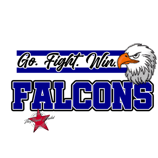 Falcons Go Fight Win Mascot Lines-Blue