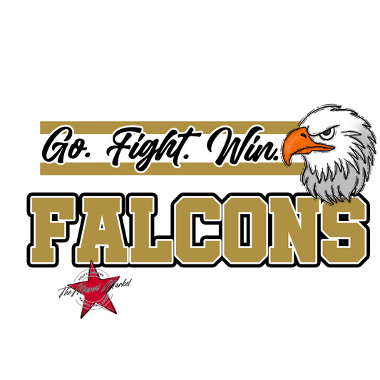 Falcons Go Fight Win Mascot Lines-Gold