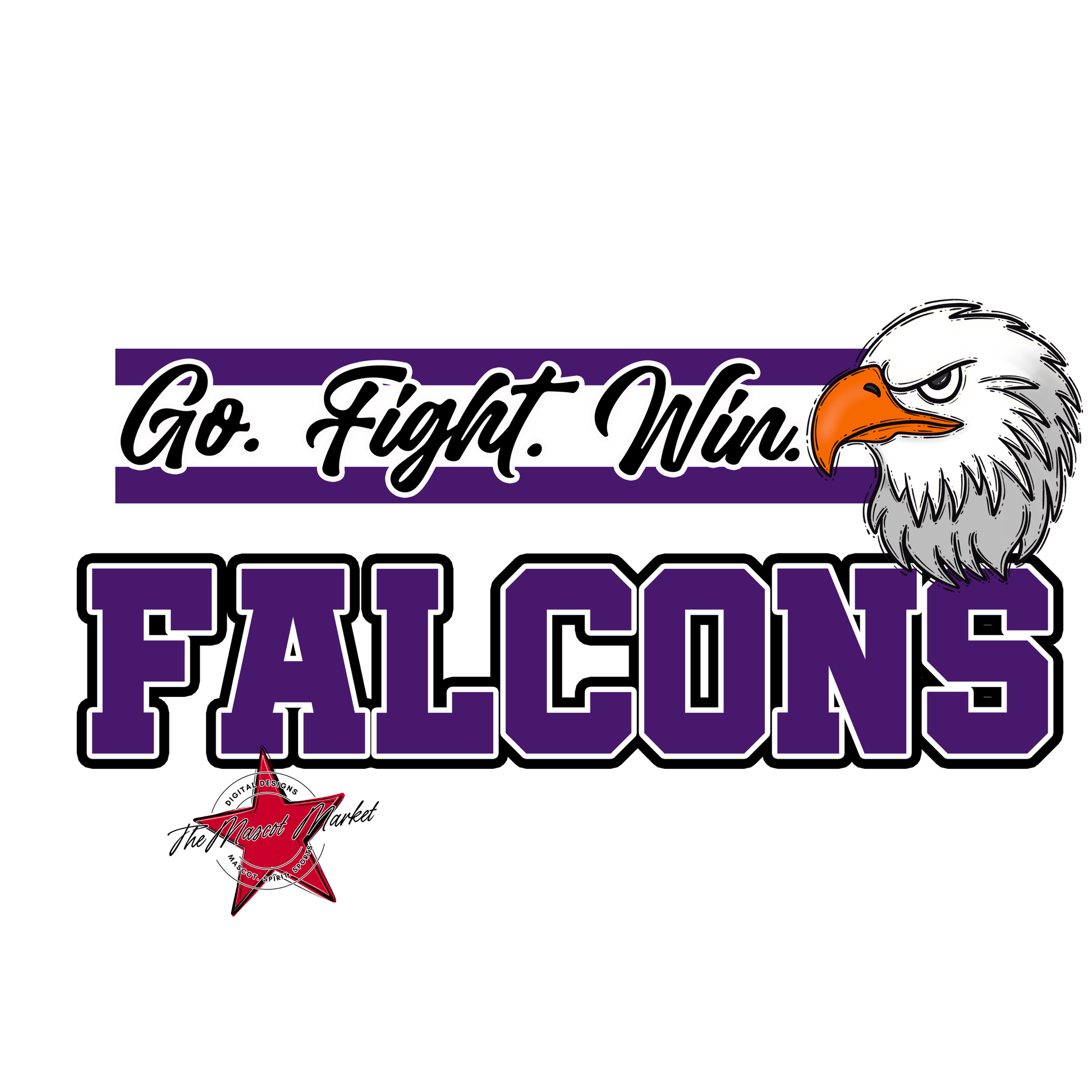 Falcons Go Fight Win Mascot Lines-Purple