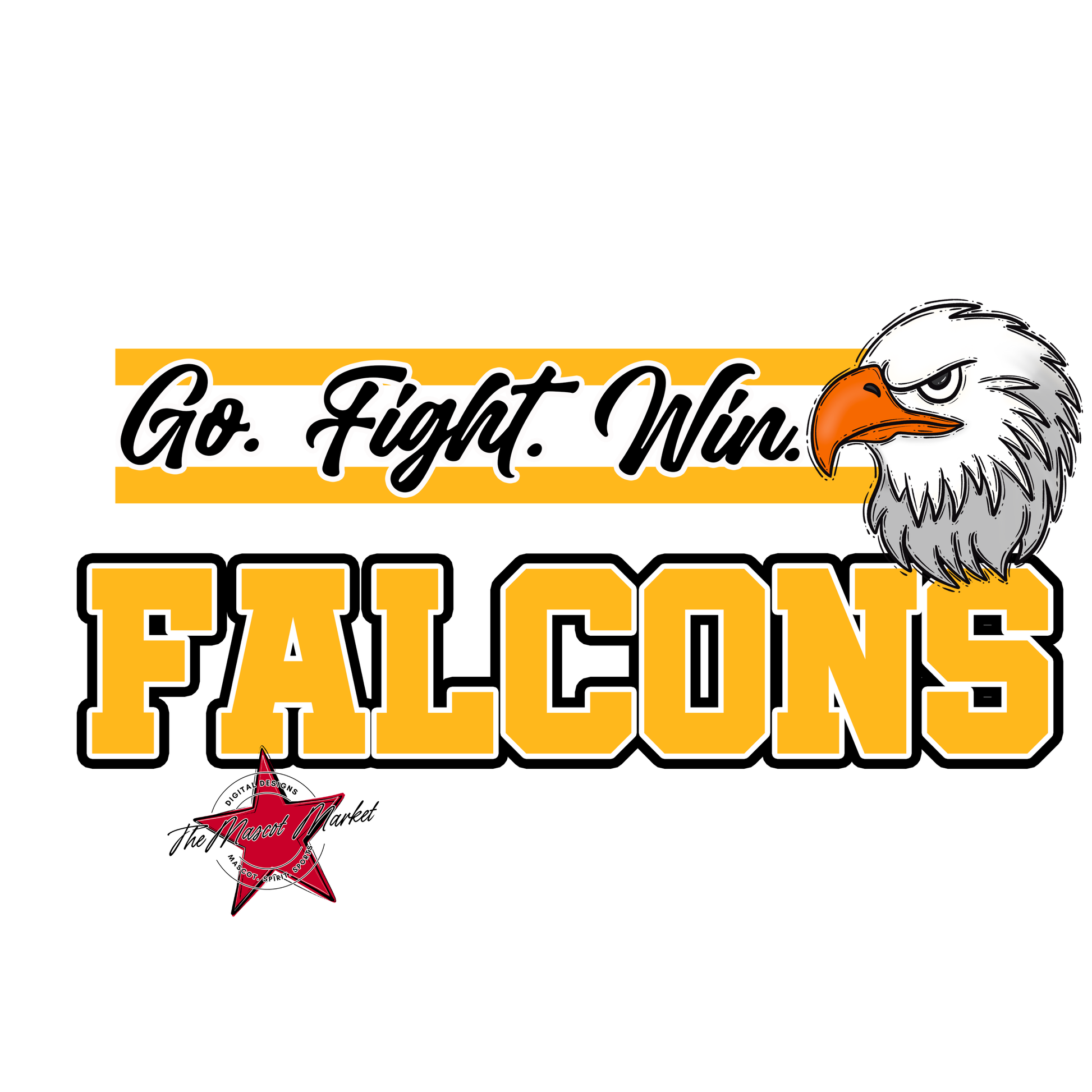 Falcons Go Fight Win Mascot Lines-Yellow