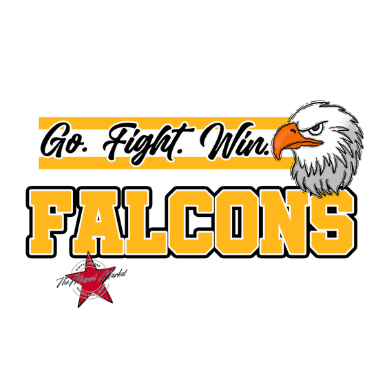Falcons Go Fight Win Mascot Lines-Yellow