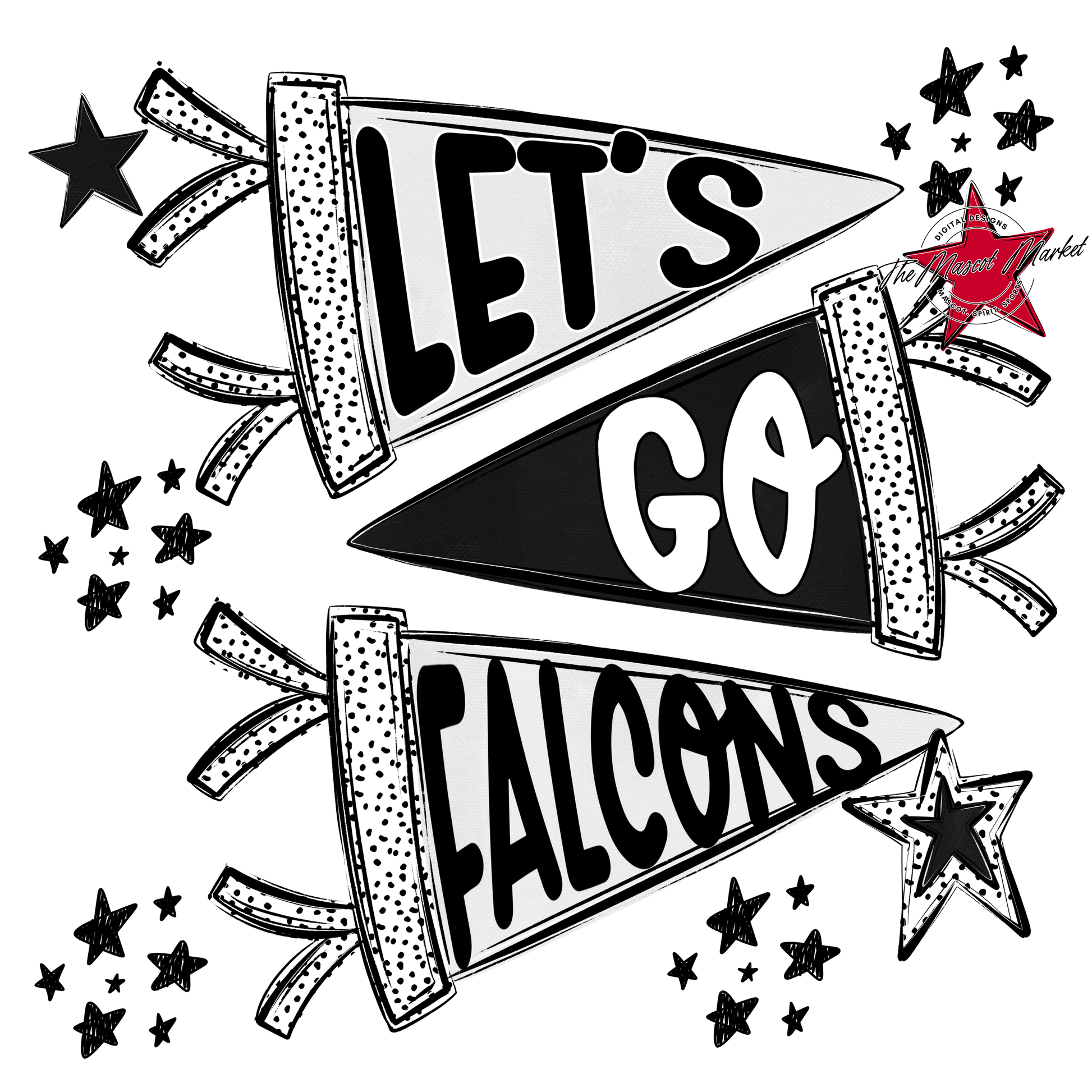 Falcons Let's Go Flag Design-Black