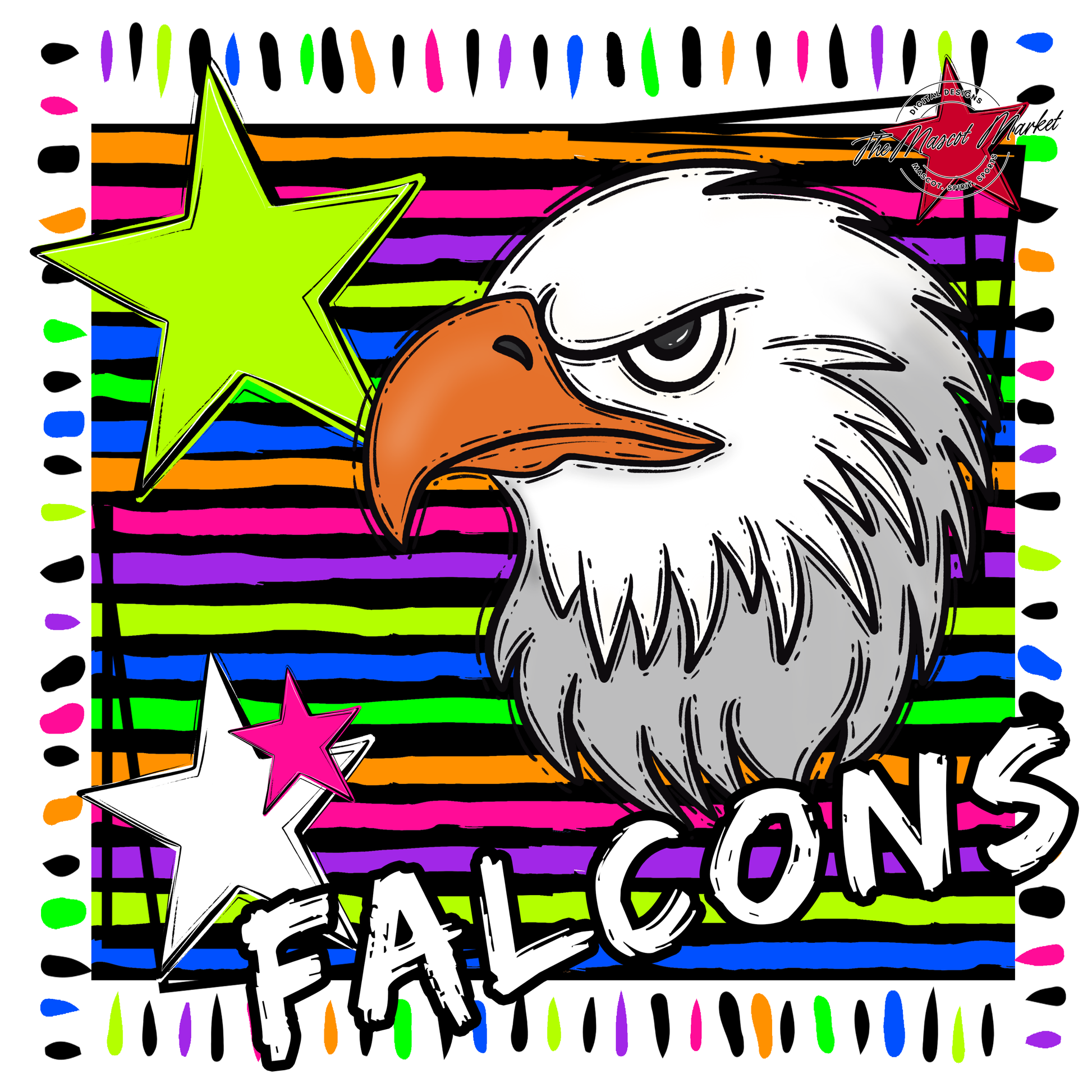 Falcons Mascot Frame-Neon Black