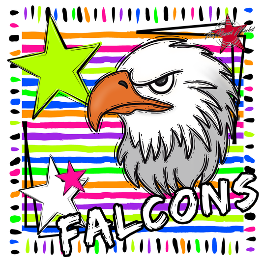 Falcons Mascot Frame-Neon White