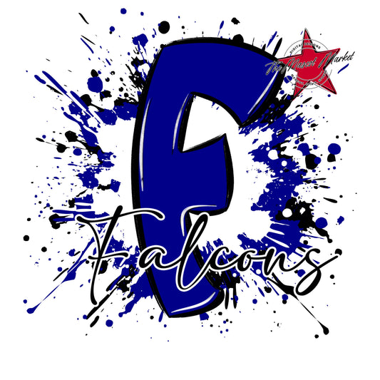 Falcons Mascot Splatter-Blue