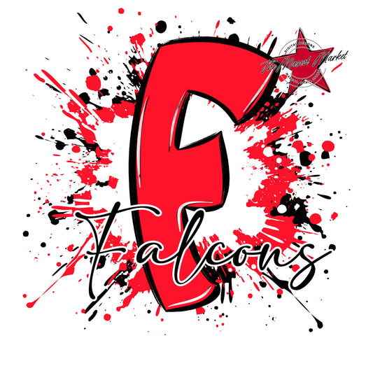 Falcons Mascot Splatter-Bright Red