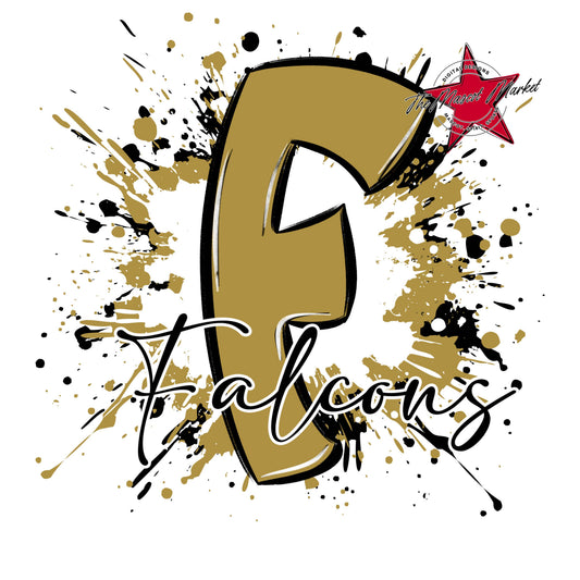Falcons Mascot Splatter-Gold