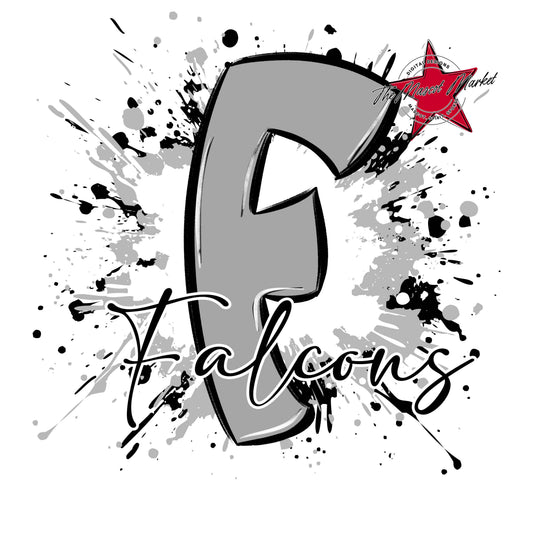 Falcons Mascot Splatter-Grey