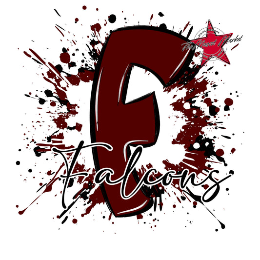Falcons Mascot Splatter-Maroon