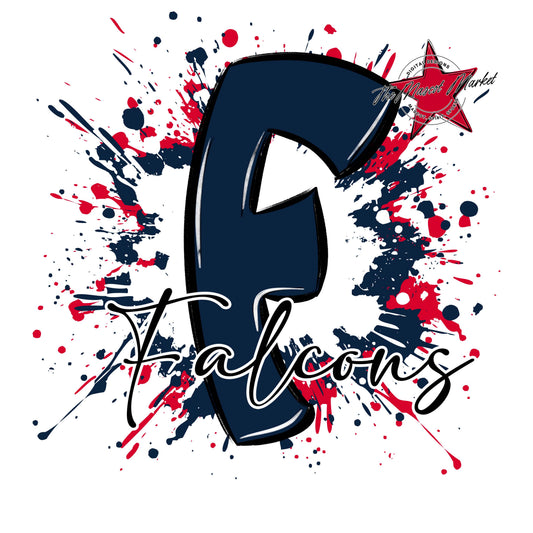 Falcons Mascot Splatter-Navy & Red