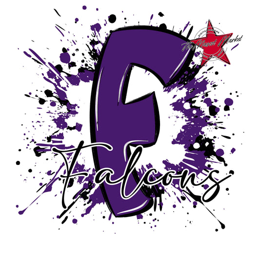 Falcons Mascot Splatter-Purple