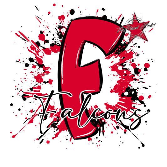 Falcons Mascot Splatter-Red