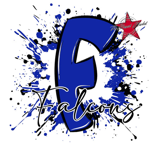 Falcons Mascot Splatter-Royal Blue