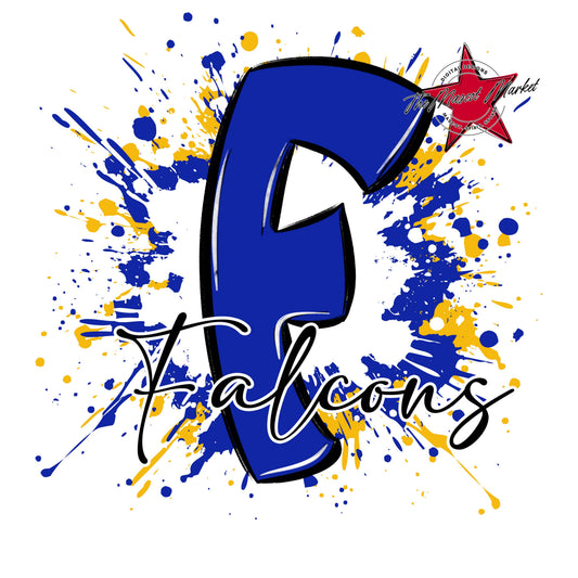 Falcons Mascot Splatter-Royal Blue & Royal Blue