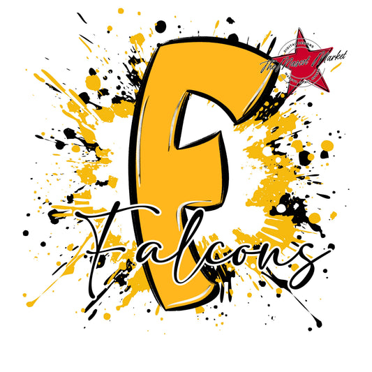 Falcons Mascot Splatter-Yellow