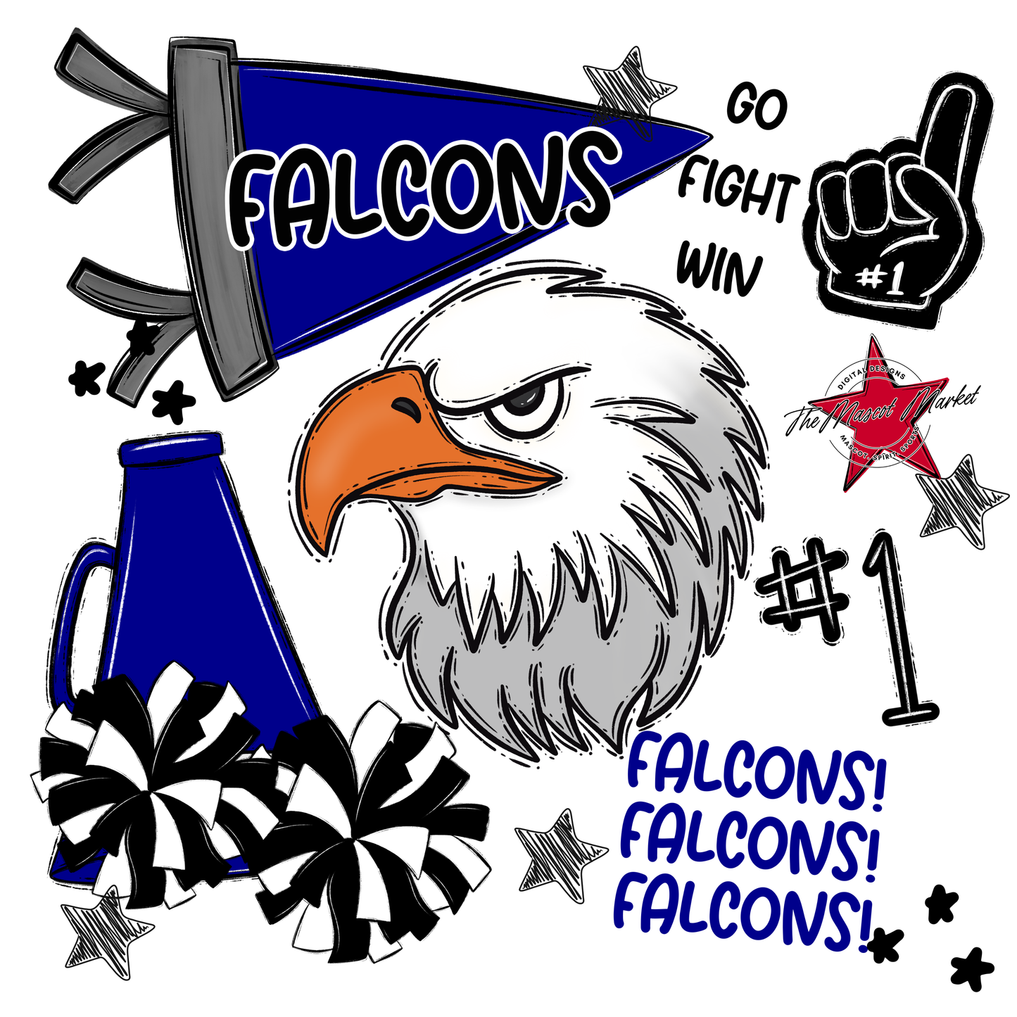 Falcons Spirit Design-Blue
