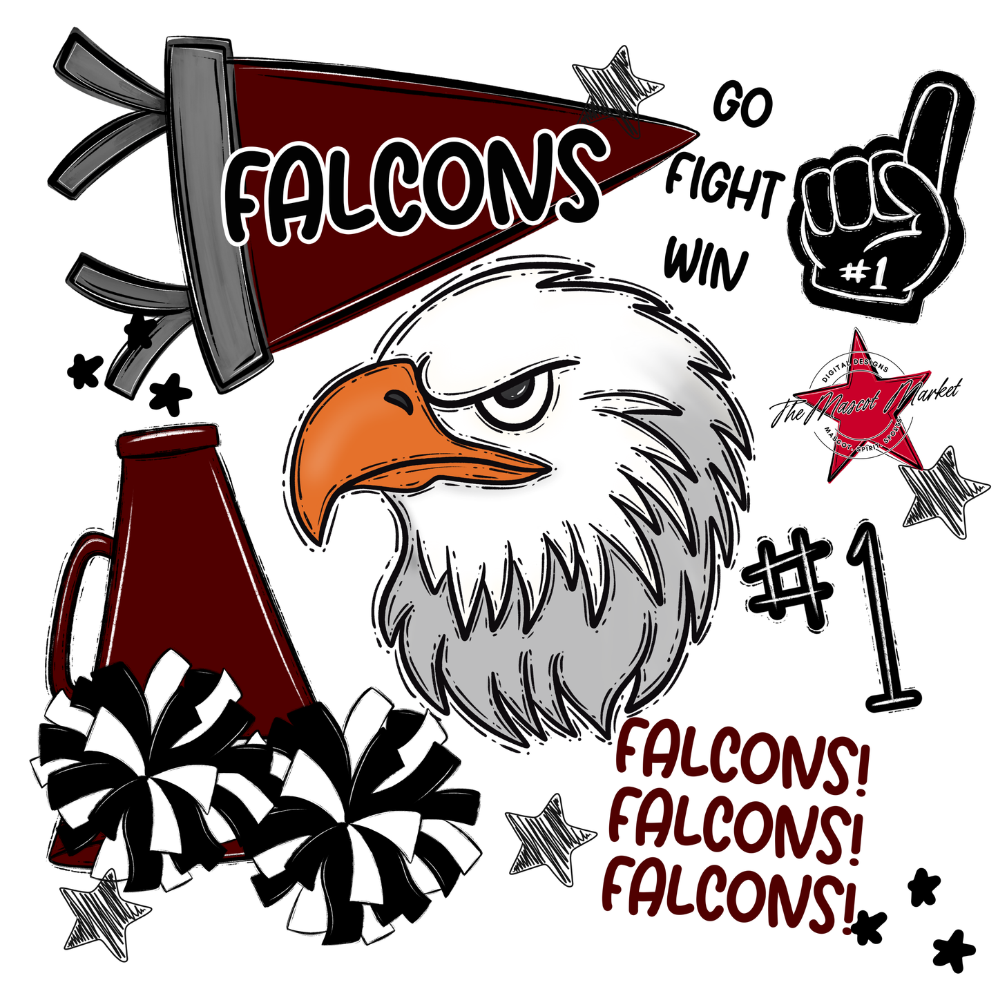 Falcons Spirit Design-Maroon