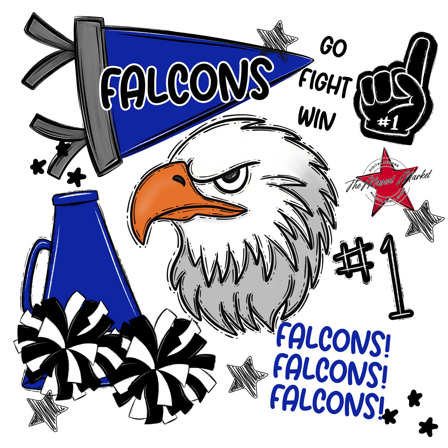 Falcons Spirit Design-Royal Blue
