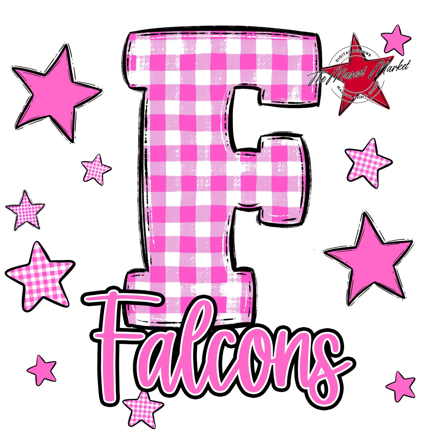 Falcons Plaid Star Design-Baby Pink