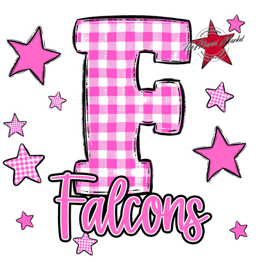 Falcons Plaid Star Design-Baby Pink