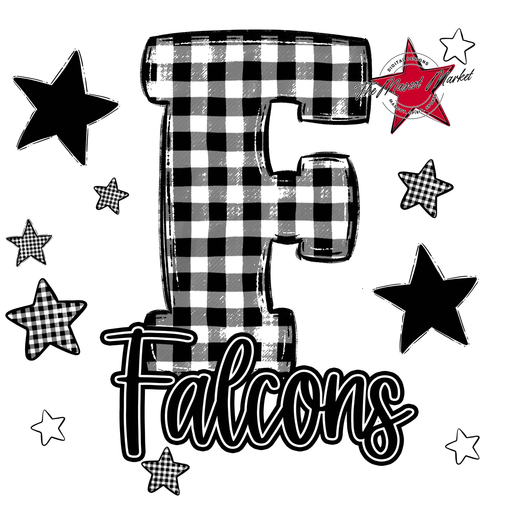 Falcons Plaid Star Design-Black