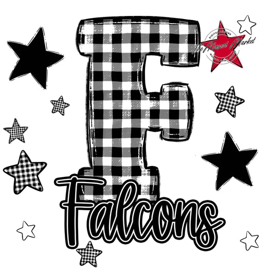 Falcons Plaid Star Design-Black