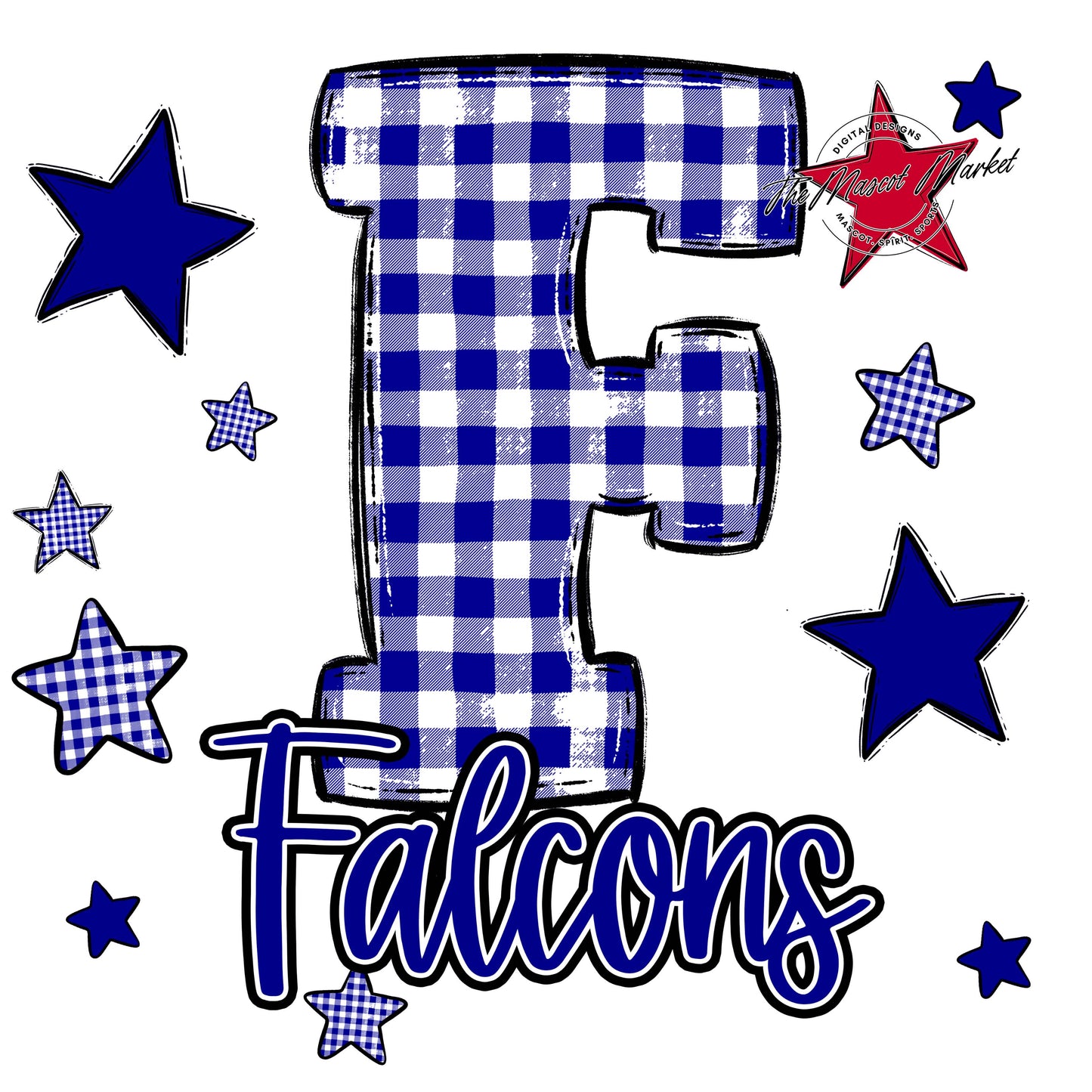 Falcons Plaid Star Design-Blue