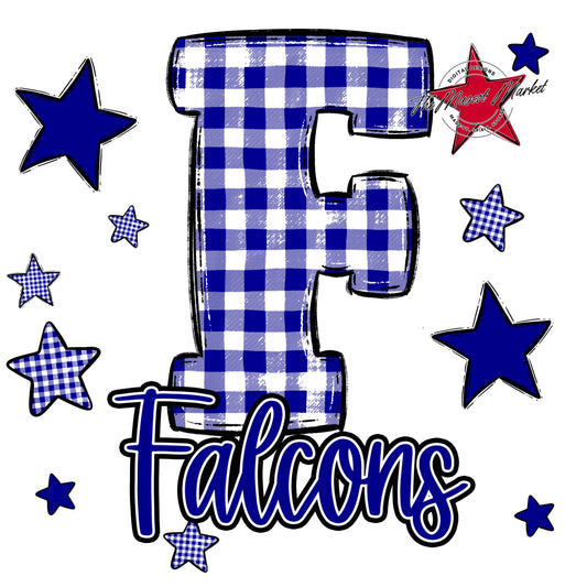 Falcons Plaid Star Design-Blue