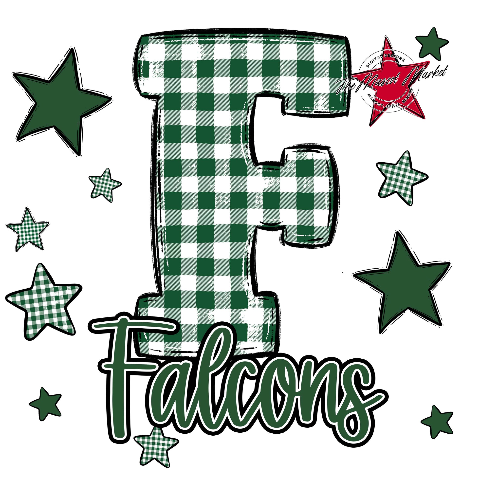 Falcons Plaid Star Design-Green