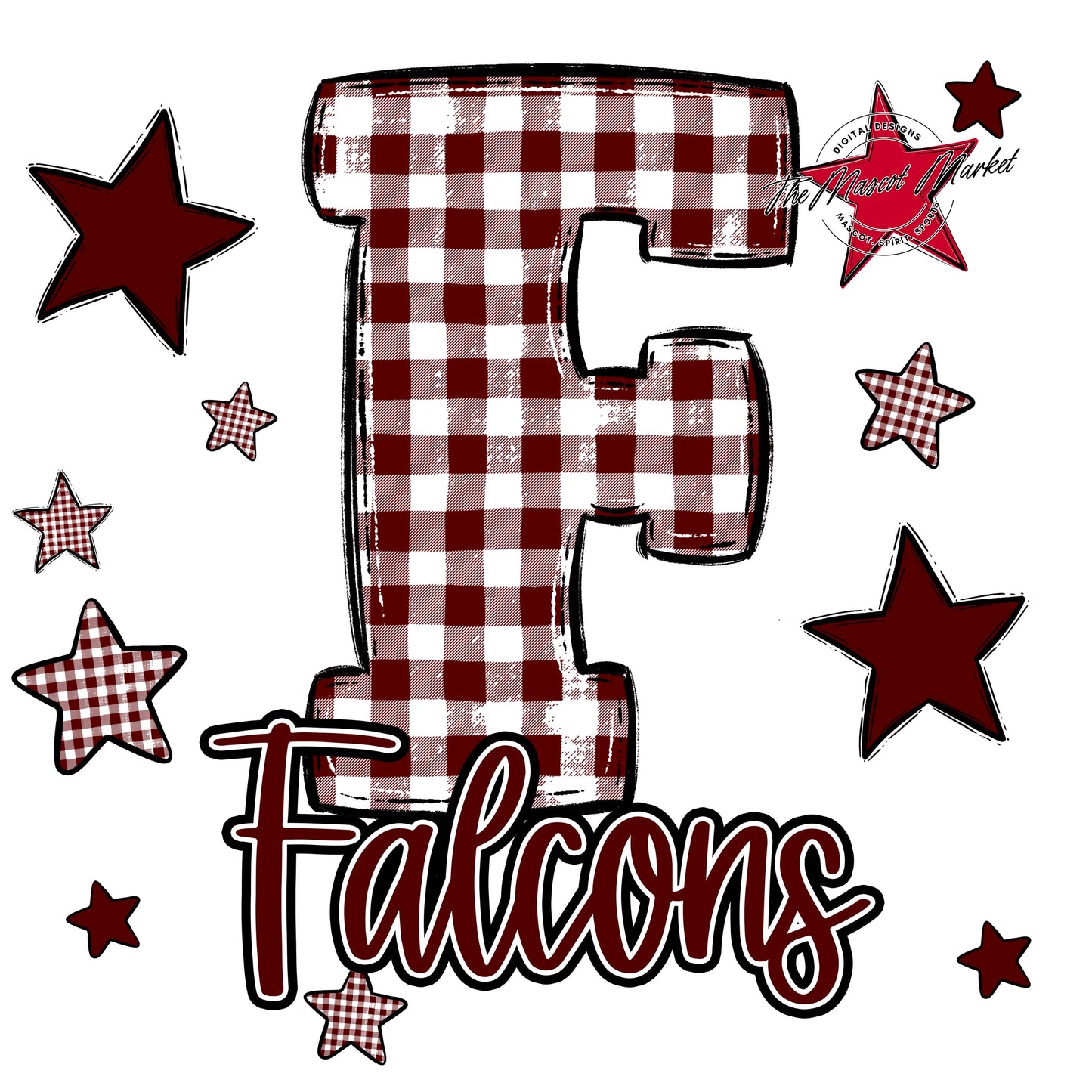 Falcons Plaid Star Design-Maroon