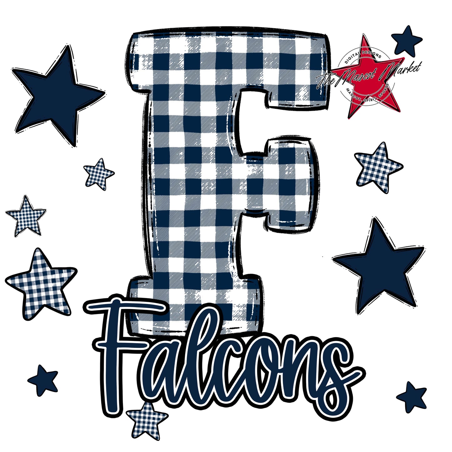 Falcons Plaid Star Design-Navy