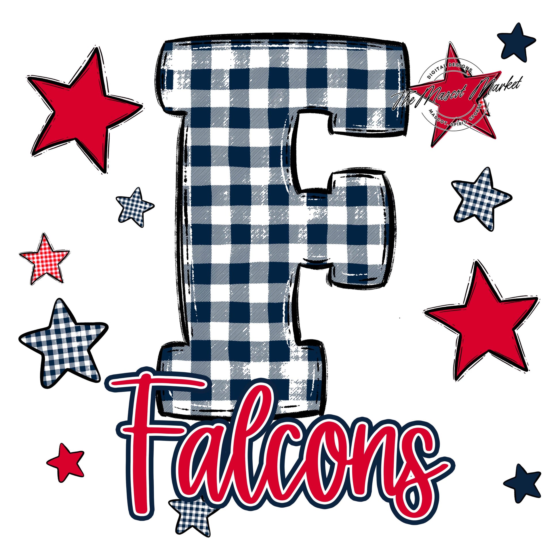 Falcons Plaid Star Design-Navy & Red