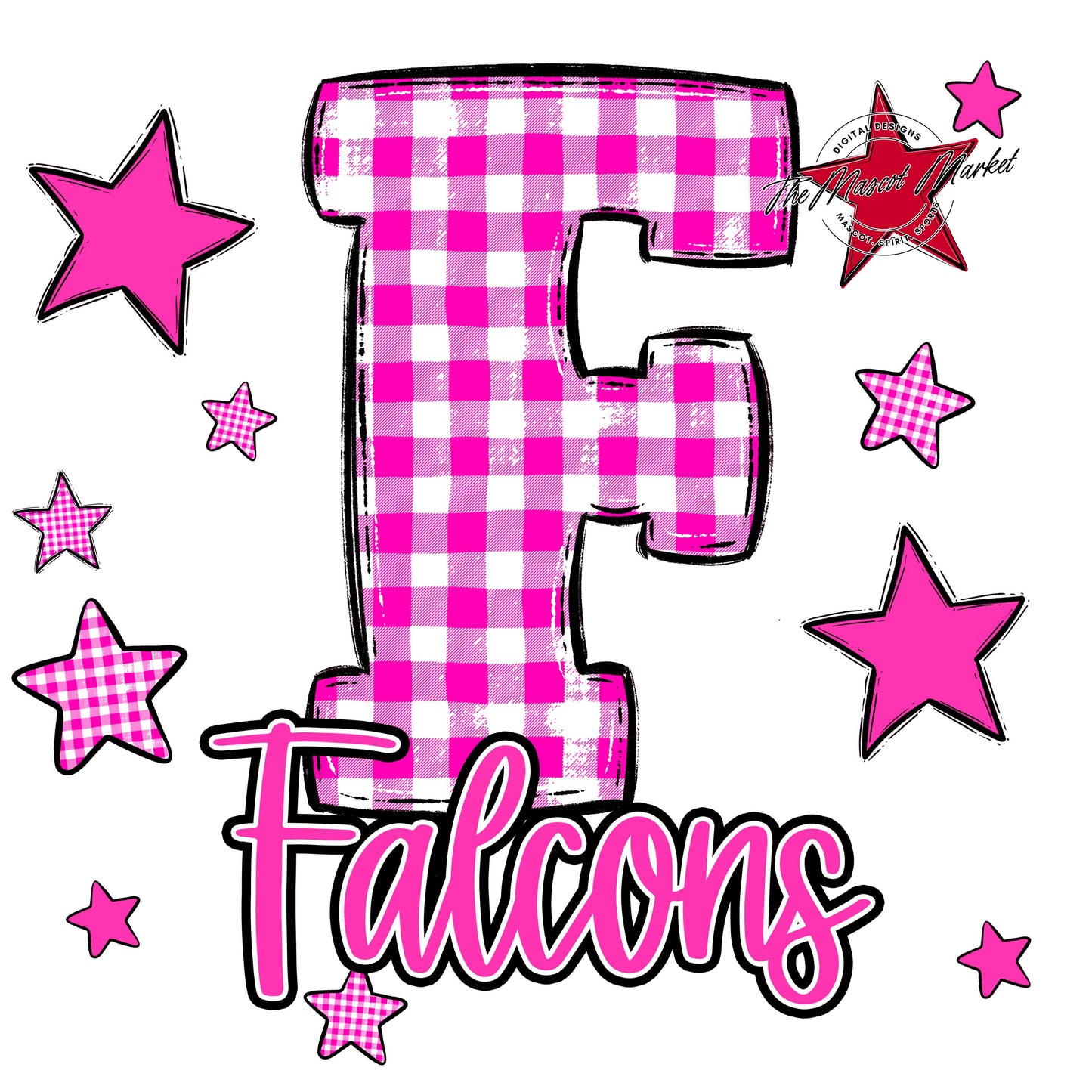 Falcons Plaid Star Design-Pink